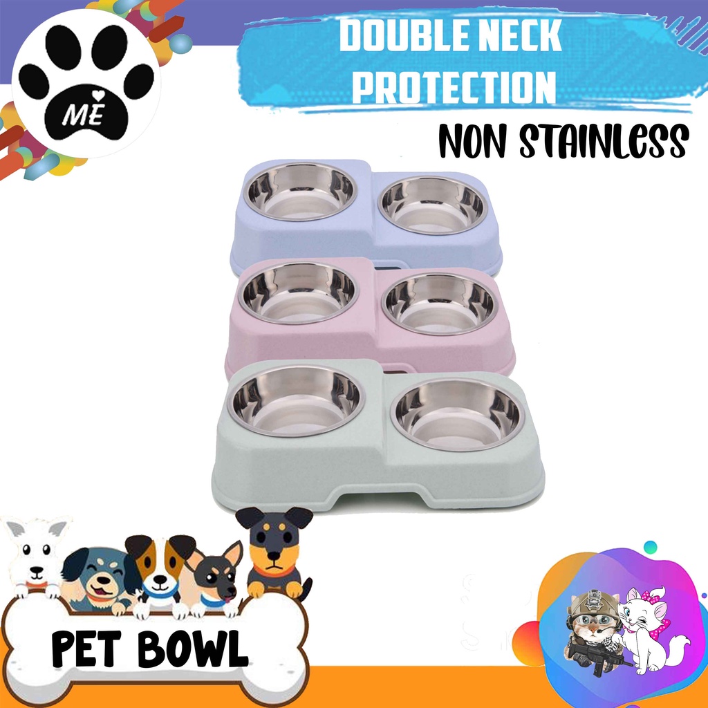 Pet Bowl Anti Slip &quot;DOUBLE NECK PROTECTION&quot; Tempat Makan Minum Hewan