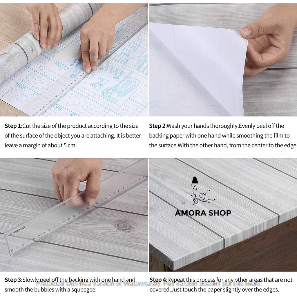 Wallpaper Stiker Dinding Kayu Abu List Hitam 10m x 45cm