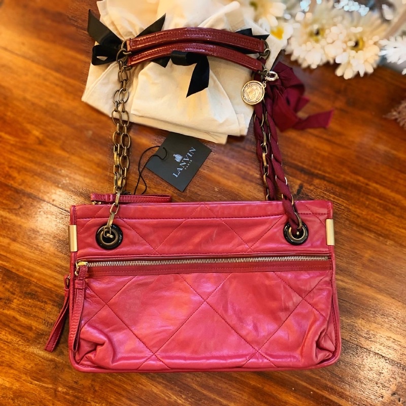 preloved tas lanvin merah authentic original ori asli PL