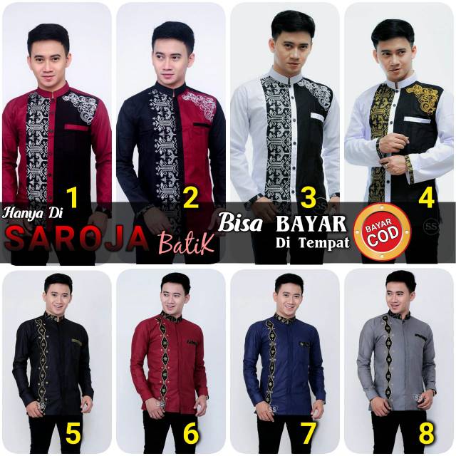 PROMO BIG SALE - KOKO PANJANG KOMBINASI BATIK PRADA MURAH BEST SELER M L XL BAJU COWOK SERAGAM