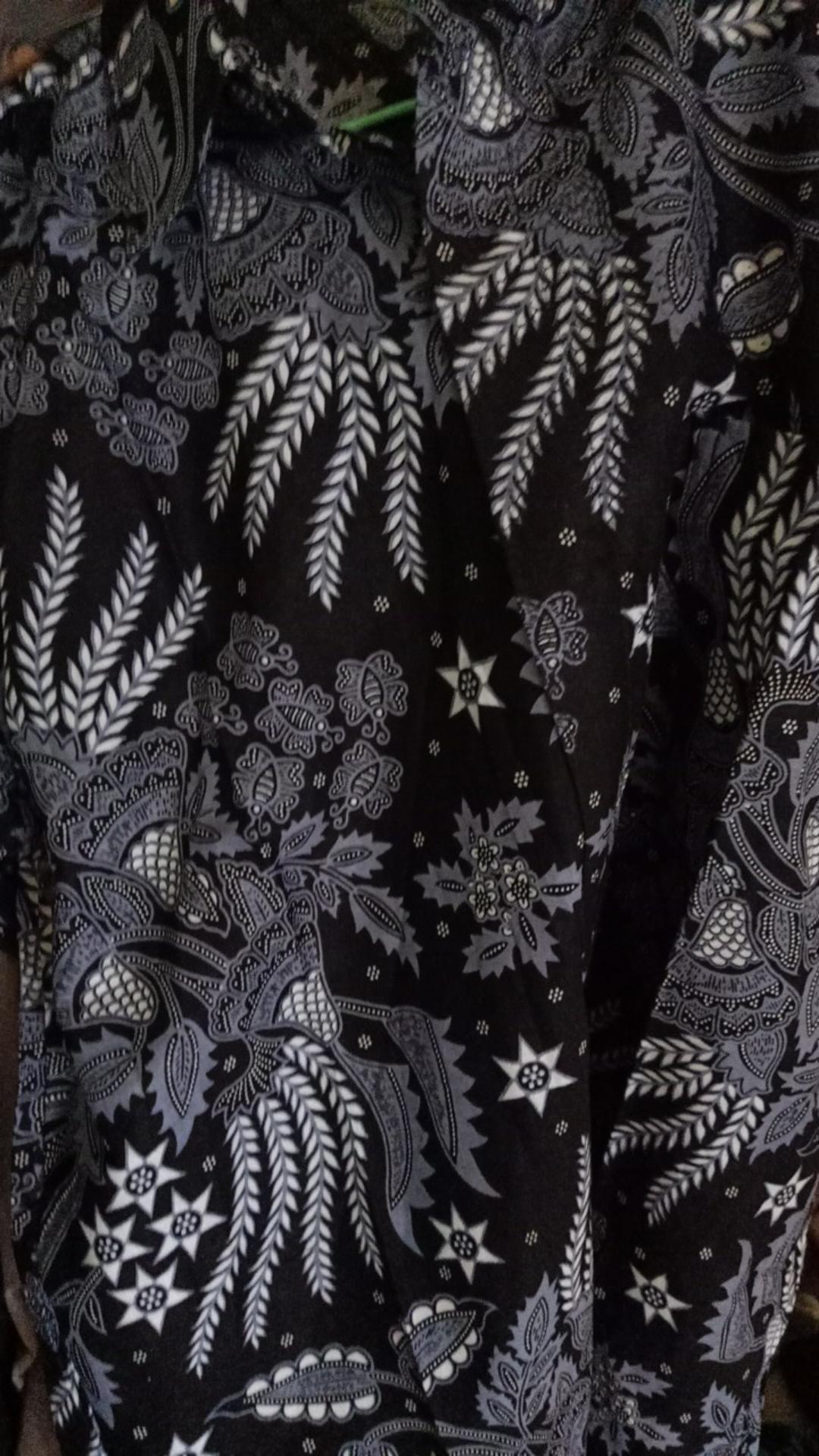 Batik Couple Keluarga - Couple Batik Indonesia Sarimbit Gamis Familly Set Hrb026 Motif Manggar Abu