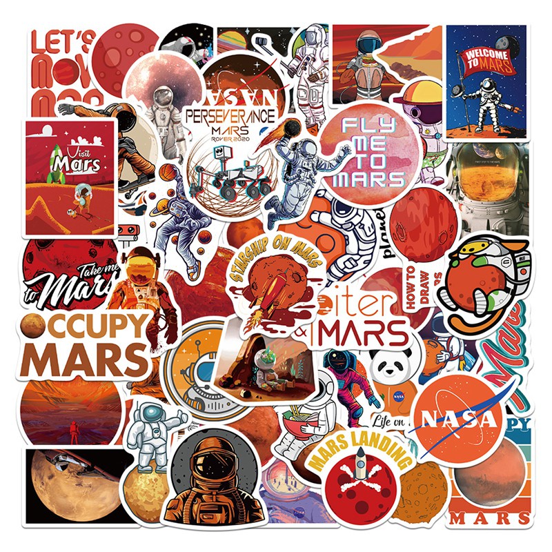 50PCS Astronaut Space Cartoon Stickers DIY Skateboard Fridge Phone Guitar Motorcycle Laptop Luggage Classic Toy  Stickers