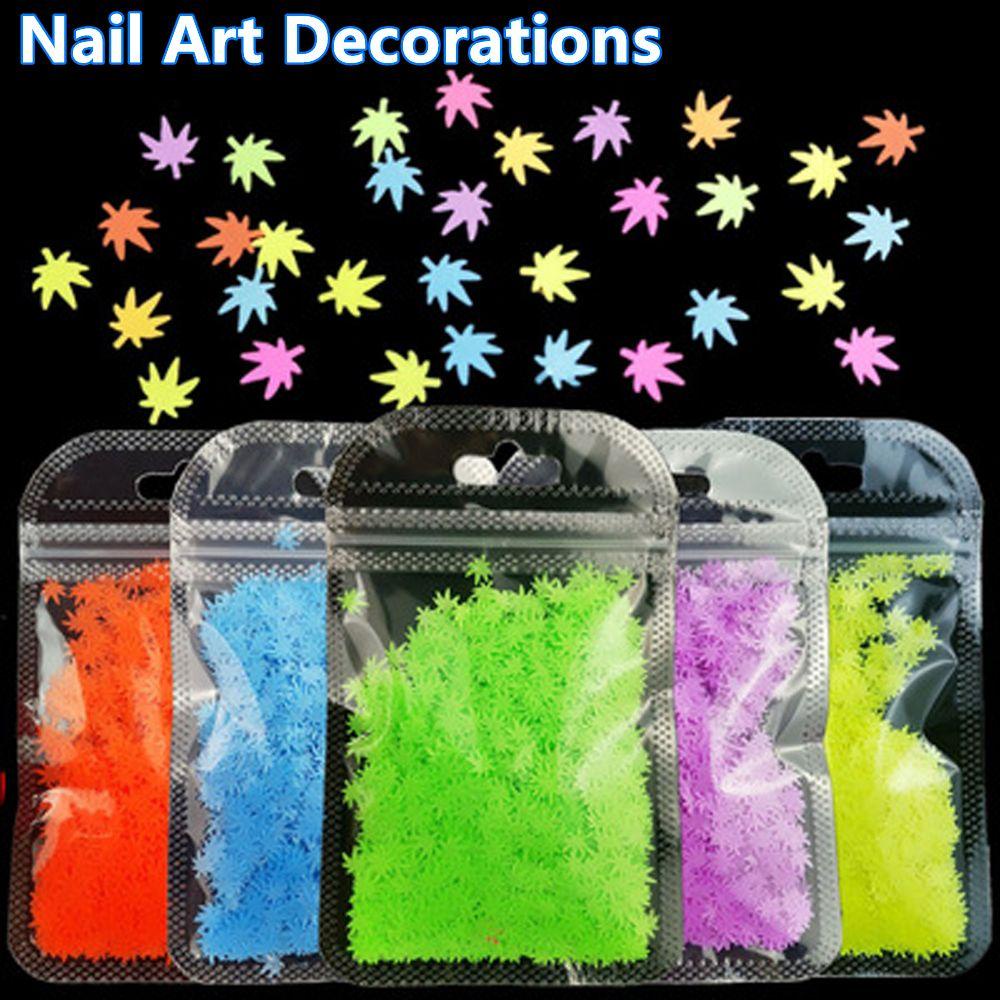 AUGUSTINA Agustina Dekorasi Nail Art 3D Gadis Warna Warni Pohon Hijau Daun Flax Leaf DIY Ornamen