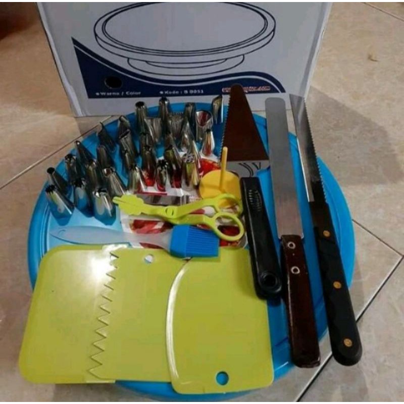 {BISA COD}Paket Dekorasi Kue Tart Wedding Cake Kue Ulang Tahun Paket Meja Putar Spuit Lengkap murah
