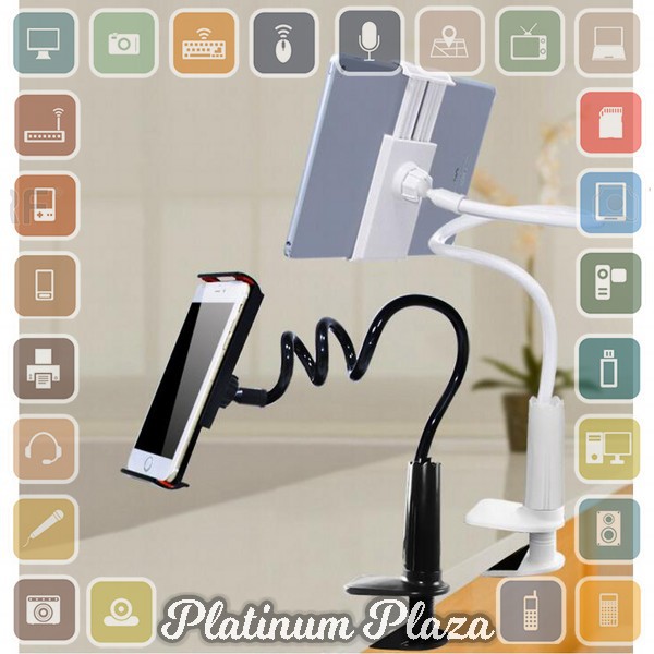 Lazypod Arm Universal Tablet PC Holder dengan Klip 360 Derajat - White`7FCE38-