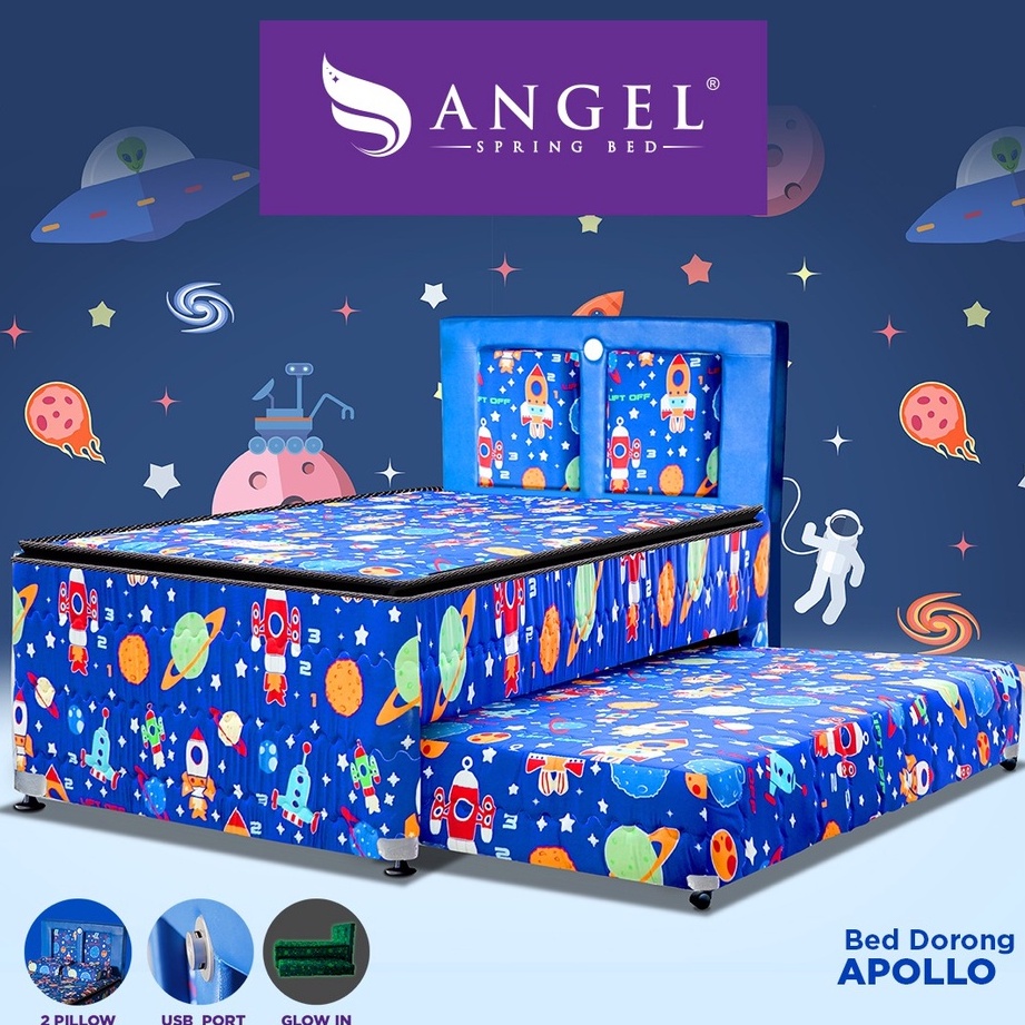 Bed Dorong Anak Murah uk 120x200 - Kasur Anak Glow In the dark - Springbed Angel anak Apollo - Medan
