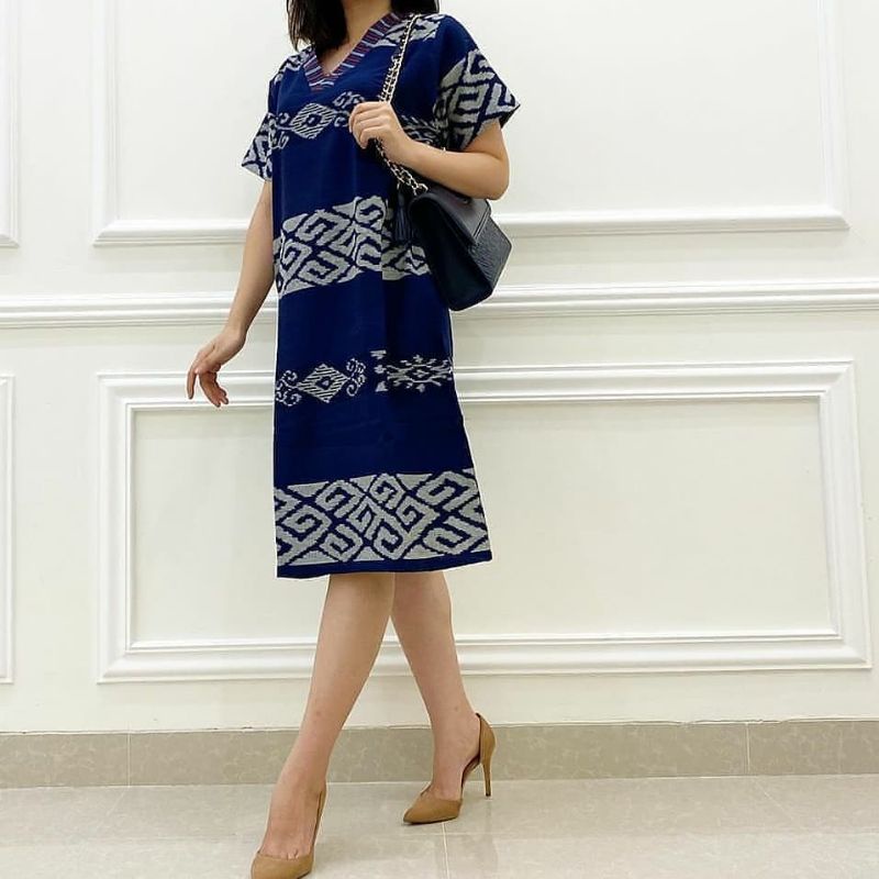 BAJU TENUN JEPARA DRESS TENUN WANITA DRESS TENUN IKAT DRESS TENUN BLANGKET DRESS KERJA