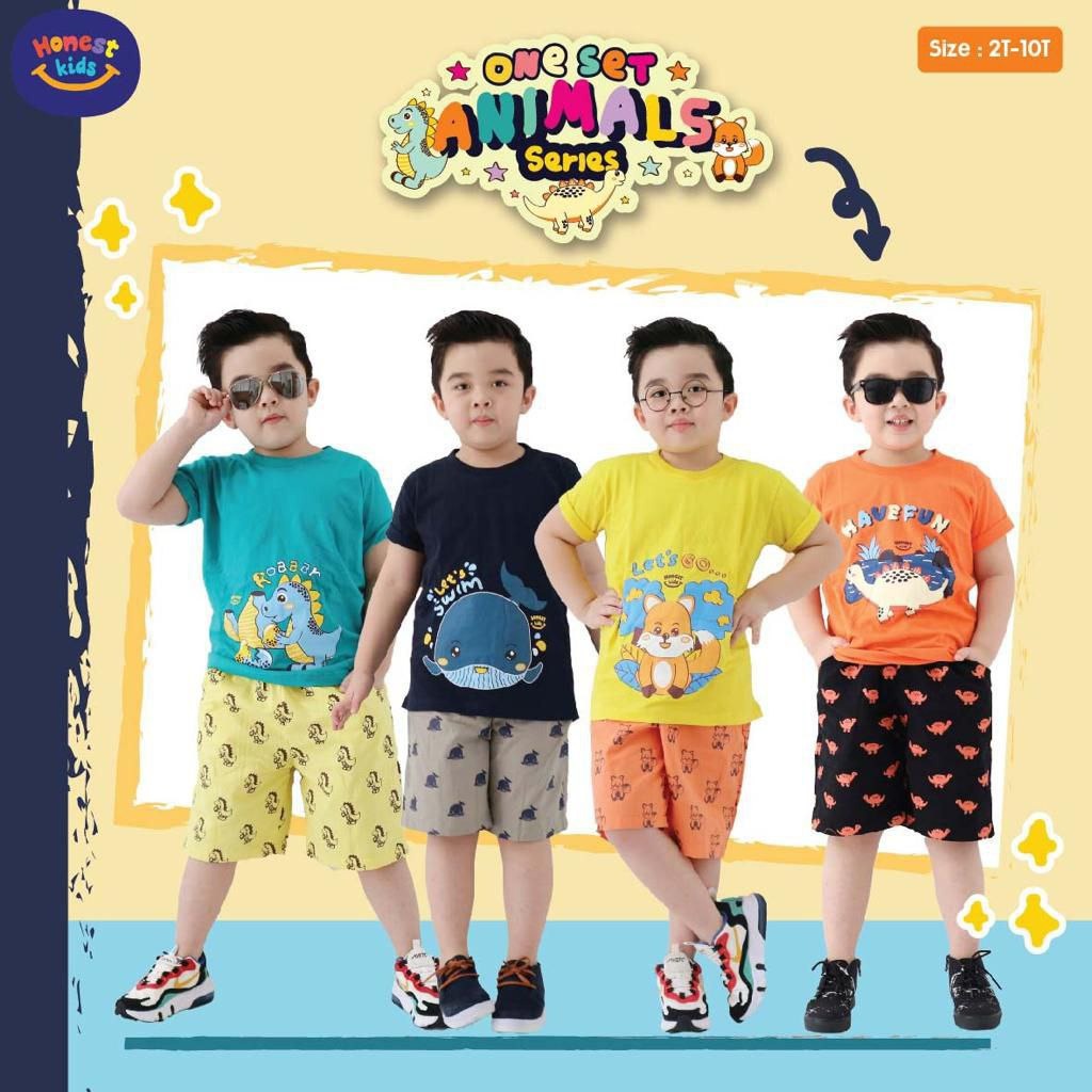 SETELAN ANAK UNISEX ANIMAL SERIES USIA 2-10 TAHUN