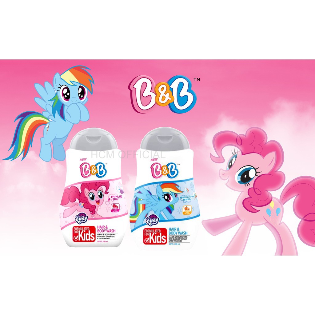 B&B Kids Hair and Body Wash My Little Pony Clean & Protect 280mL - Sabun Mandi Sekaligus Shampoo Ana