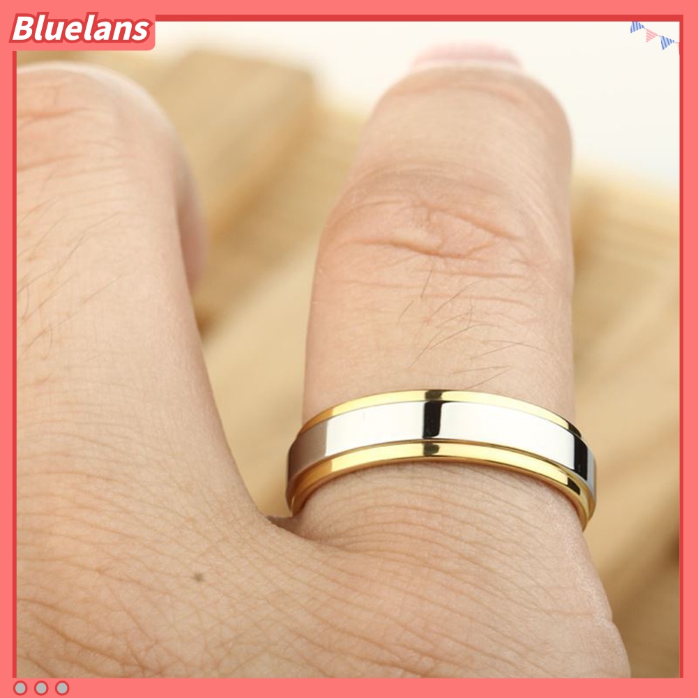 Bluelans Fashion Lover Couples Women Titanium Steel Engagement Wedding Ring Band Jewelry