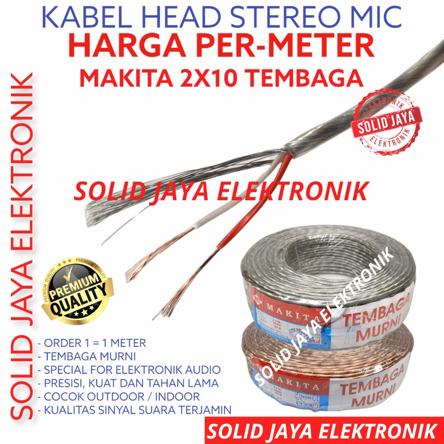 KABEL STEREO MAKITA GOLD SILVER KABEL HEAD HEAT MICROPHONE KECIL ISI 3 KABEL STEREO MIKROPON MIKROPHONE TEMBAGA ASLI ORIGINAL ORI MAKITA