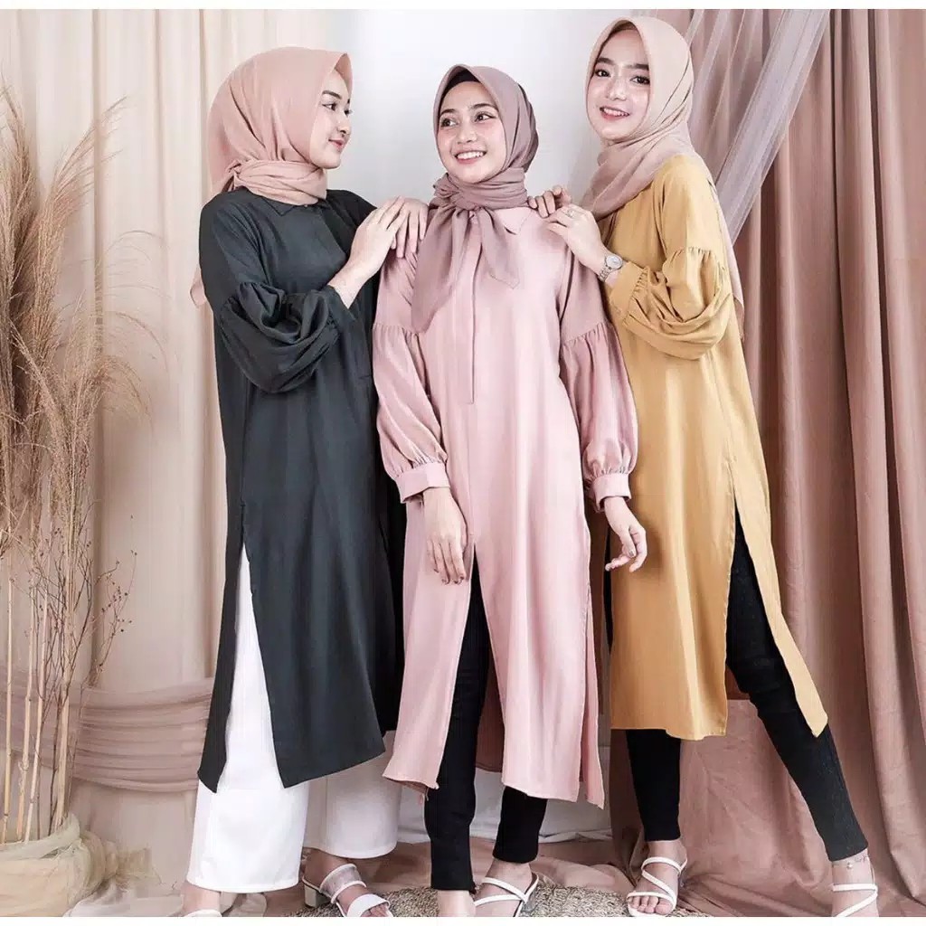 ERLINA PLAIN TUNIK / TUNIK WANITA MURAH / ATASAN WANITA MUSLIM / BAJU MURAH MERIAH