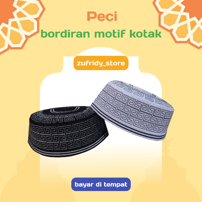 SONGKOK/PECI BORDIRAN MOTIF KOTAK. SONGKOK PRIA