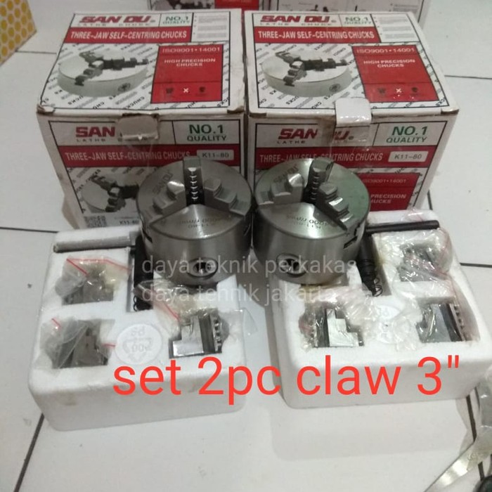 claw bubut 3 in 3 jaw set 2pcs san ou- catok clau sanou - Chuck bubut