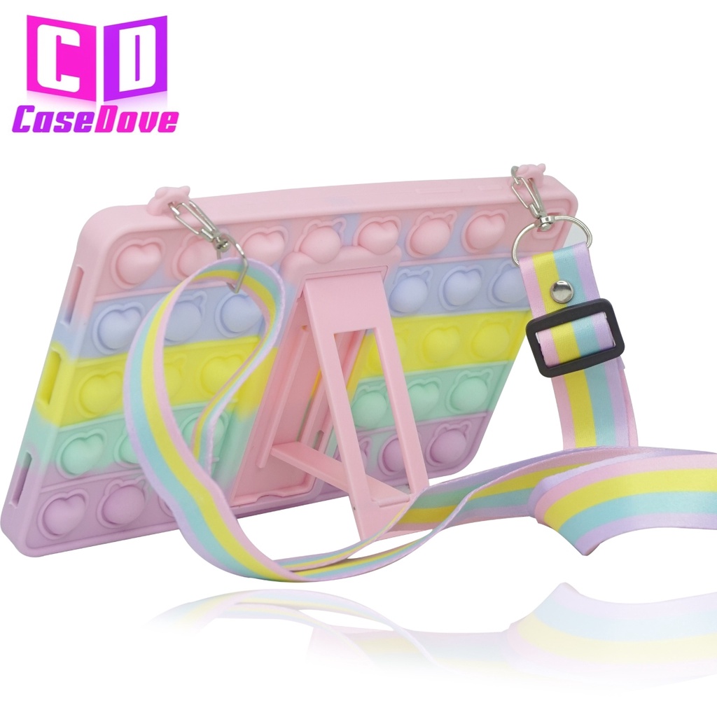 Softcase Motif Bubble Pop It + Tali Ipad 10.2 2019 | T295 Pop It Stand Softcase Bubble Anak-Anak Den