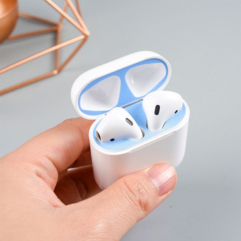 btsg 2 Pairs Fashion Dust-proof Dust Guard sticker Cover Protection Sticker Film for AirPods 1/2 Charging Box