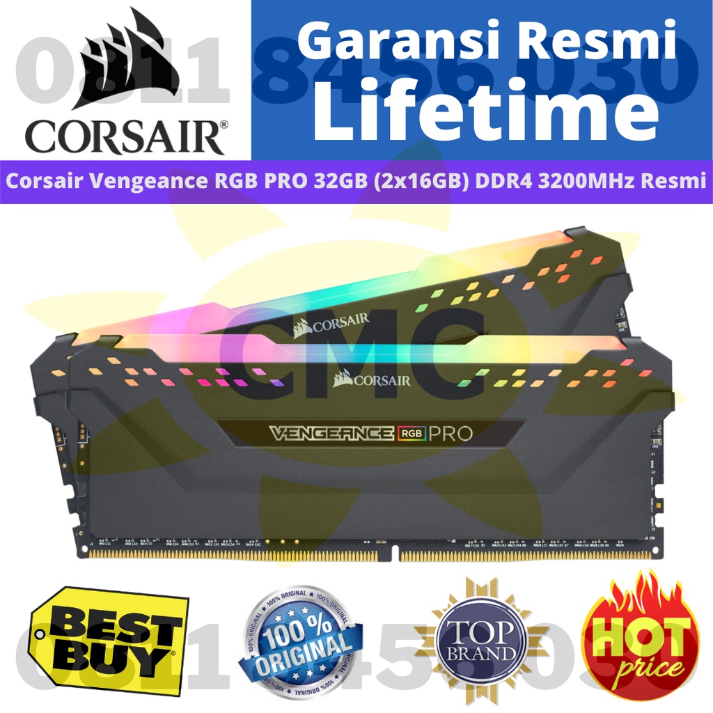 Corsair DDR4 32GB (2x 16GB) RGB PRO 3200MHz C16 CMH32GX4M2Z3200C16