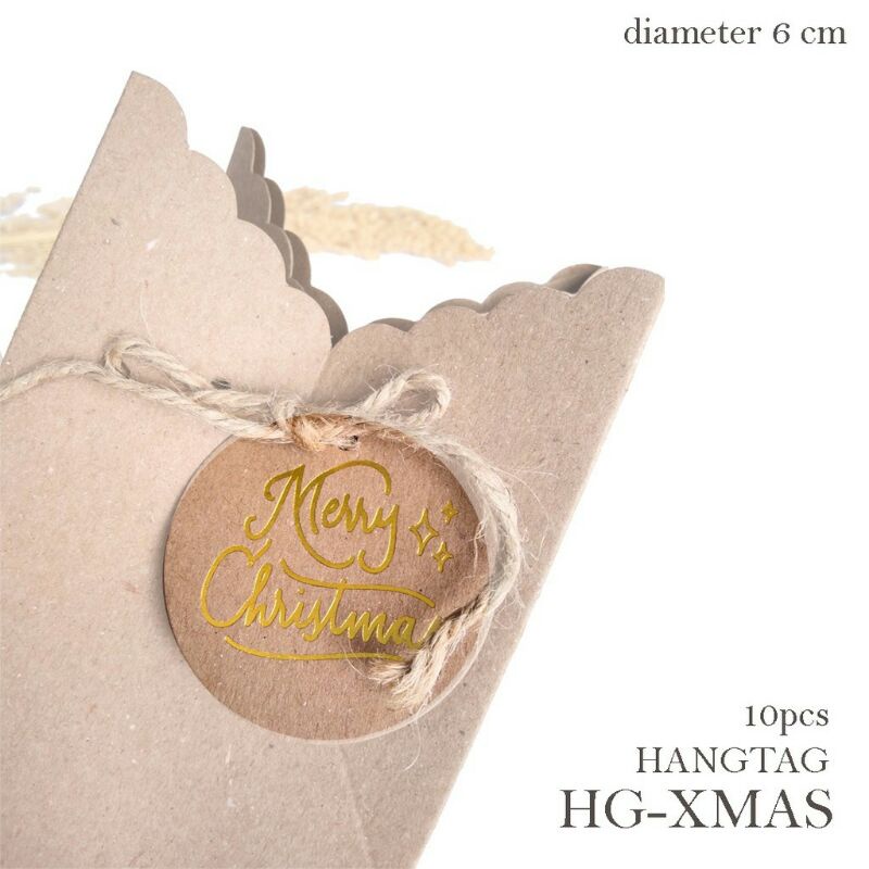 

(HARGA PER 10 PCS) HANGTAG MERRY XMAS / MERRY CHRISTMAS 6 CM HOTPRINT BLACK