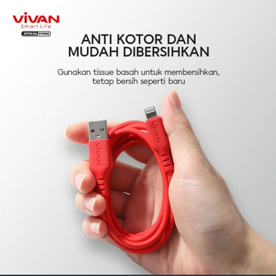 KABEL DATA LIGHTNING 2.4A VIVAN VSL100 SILICONE FULL SR COVERAGE - BC