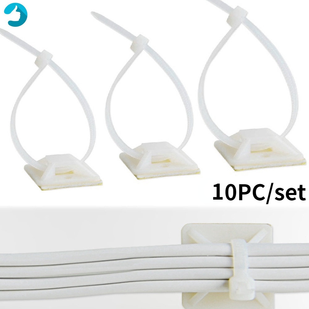 10pcs / set Klip Holder Kabel data Dengan Perekat