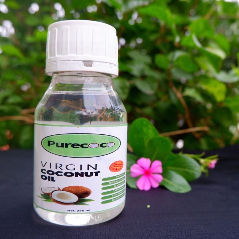 

VCO Virgin Coconut Oil 250ml Purecoco - Minyak Kelapa Cold Pressed Halal & Fresh Expire 2022 Make up Remover