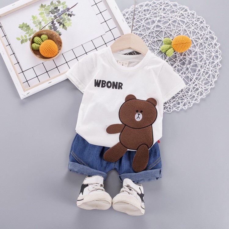 1-5thn | Setelan Tshirt + Celana (1 set) Laki-laki Bayi Anak Pakaian anak Kaos Bayi O
