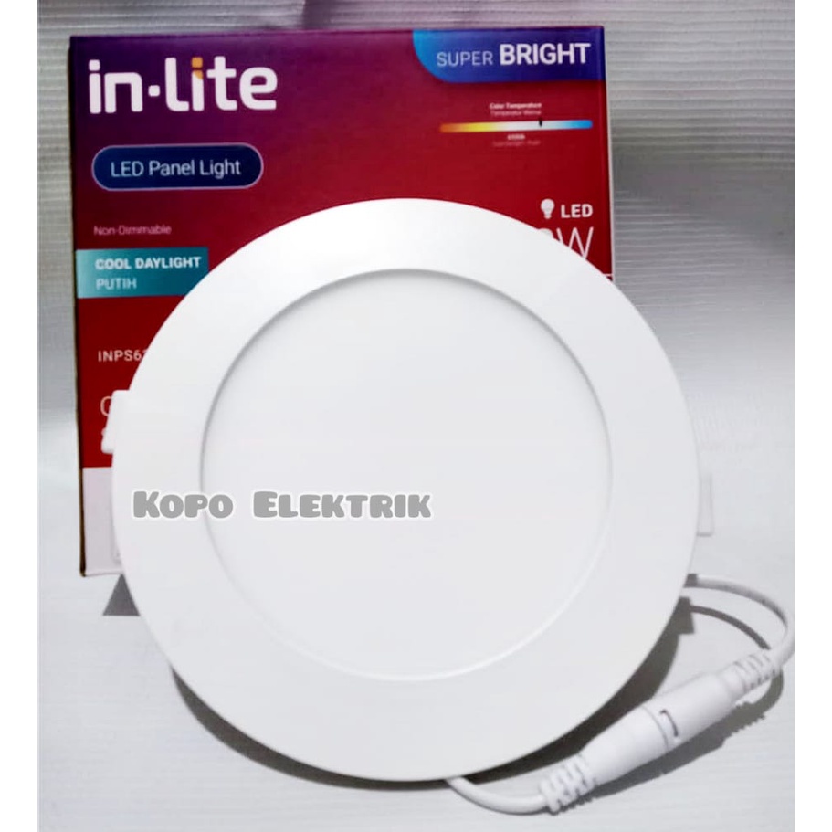 (BERGARANSI 1 TAHUN) INLITE Downlight Led Panel Inbow 12 Watt BULAT