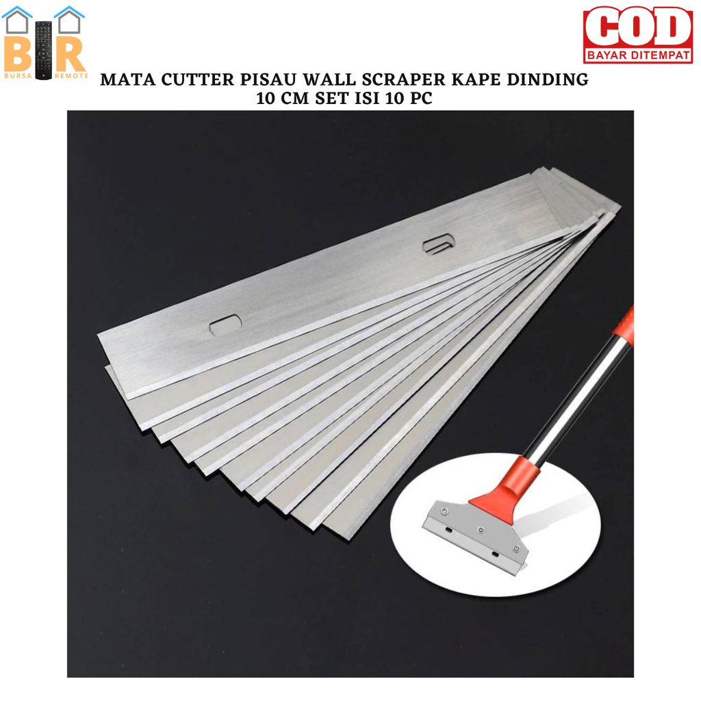 Mata Cutter Scraper Blades Replacemen Kape Dinding Sharper Wear-Resistant Cleaning Tool 10 CM SET ISI 10 PC