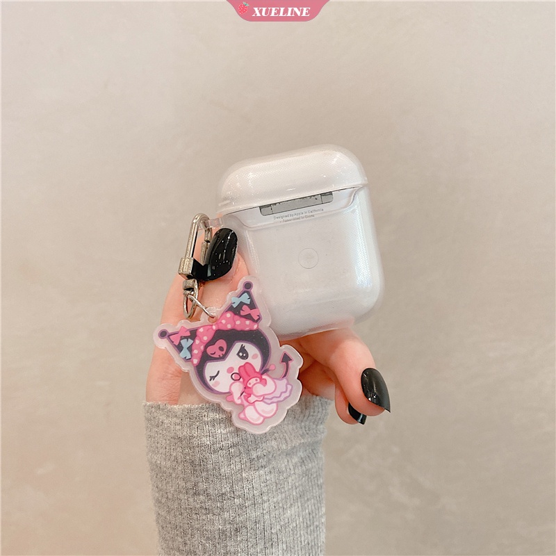 Cover Pelindung Bahan Silikon Motif Kartun Love Kuromi Untuk AirPods 1 2 Pro