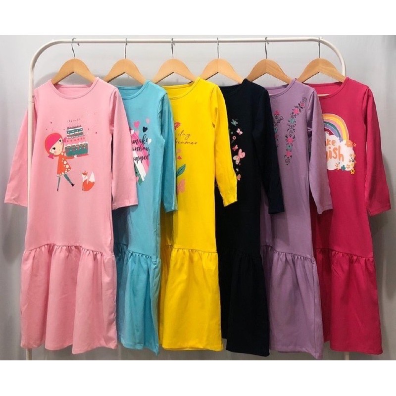 GAMIS Anak Gamis Muslim Katun Smilee size 2-4-6-8 th