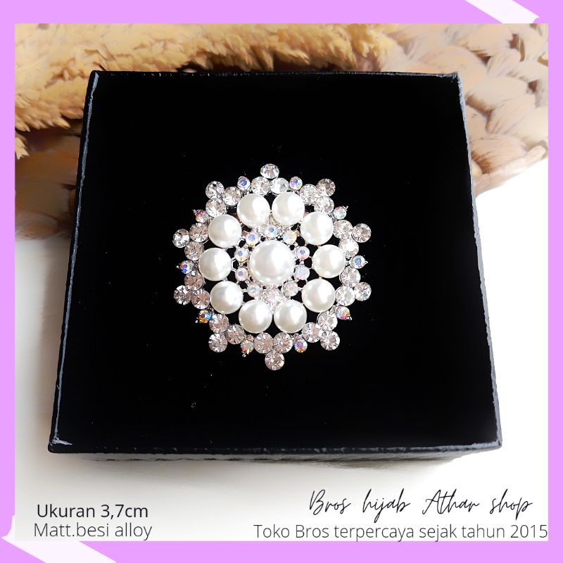 Athar shop COD Bros mutiara kristal fashion korea aksesoris fashion pin bros tuspin-Muti 7603 silver