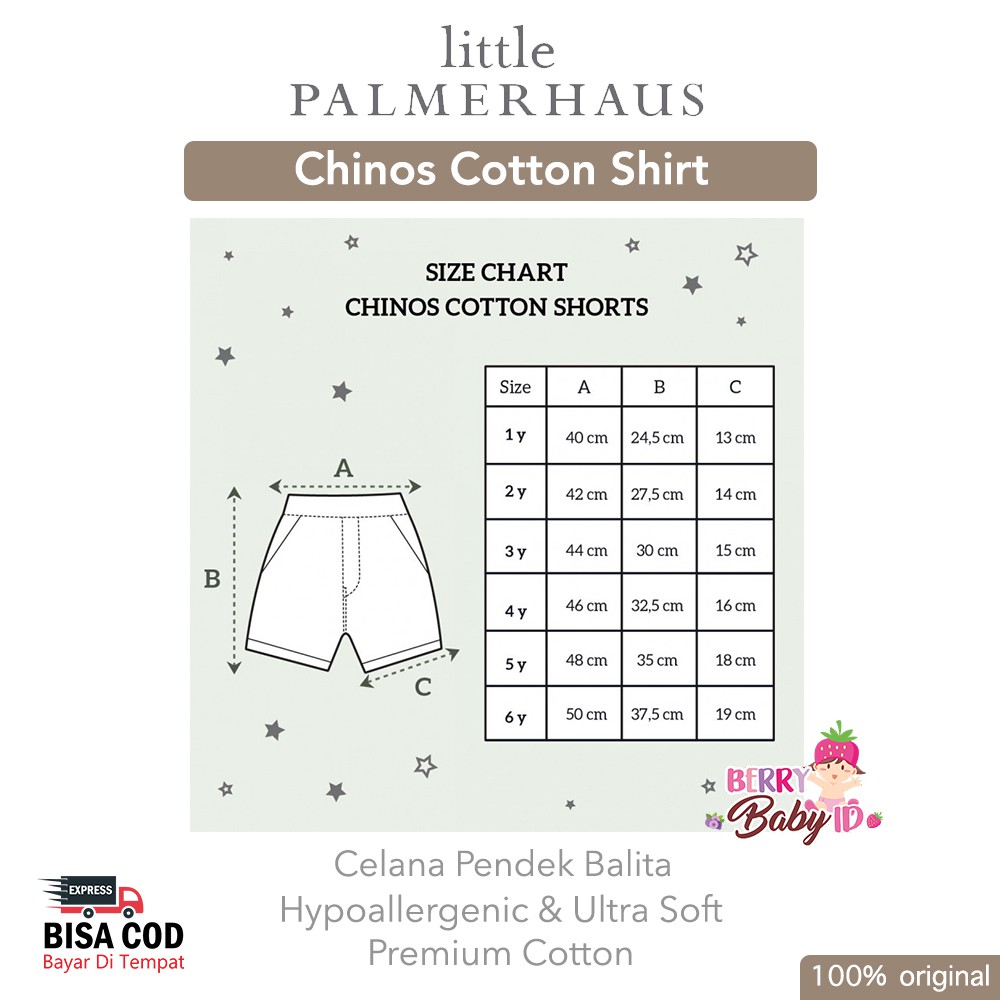 Little Palmerhaus Chinos Cotton Shorts Chino Celana Pendek Bayi Anak Balita Berry Mart