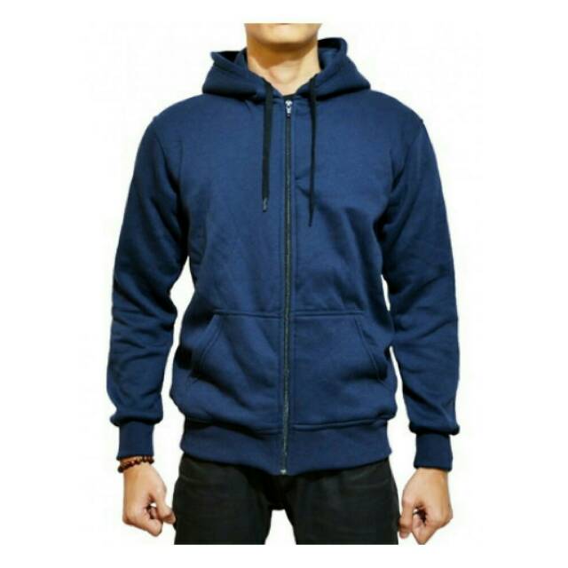 Jaket Sweater Polos Hoodie Zipper/Resleting Cowok
