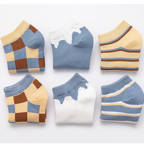 ⭐️𝐈𝐇𝐒 𝟑𝟐𝟐⭐️Kaos Kaki Wanita Motif Catur New Fashion Korean Style Socks Breathable-7