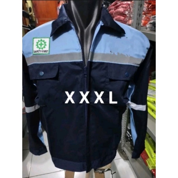 SERAGAM SAFETY JUMBO 3XL XXXL NAVY KOMBINASI BIRU MUDA RESLETING