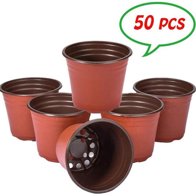 50Pcs Pot Bunga Bahan Plastik Ukuran 15X12.5Cm Untuk Taman Abadiolshop44
