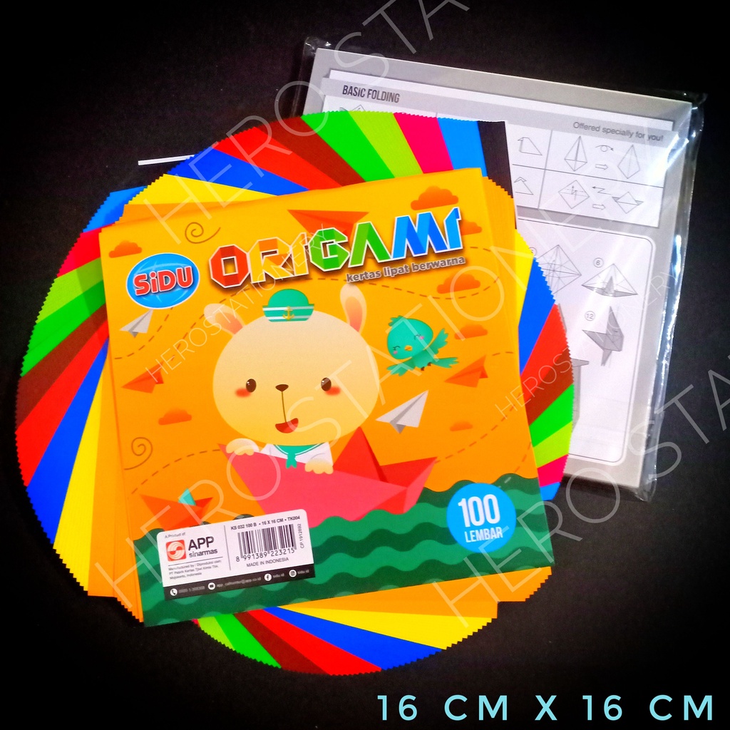 

Origami paper kertas lipat sinar dunia sidu 8 warna 100 lembar