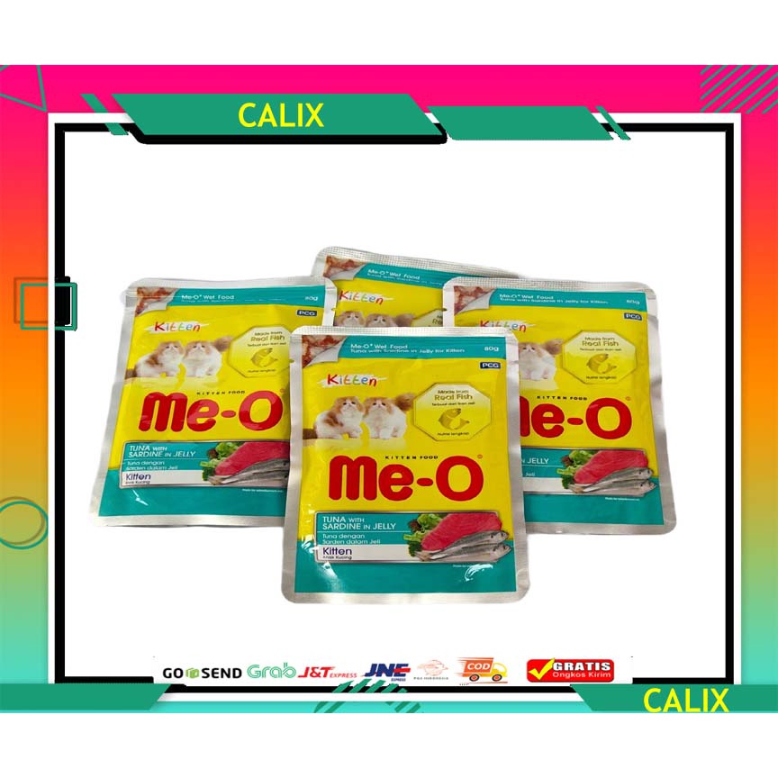 Makanan Kucing basah MEO pouch Adult &amp; Kitten All Variant 80 grM TUNA SARDINE SARDEN