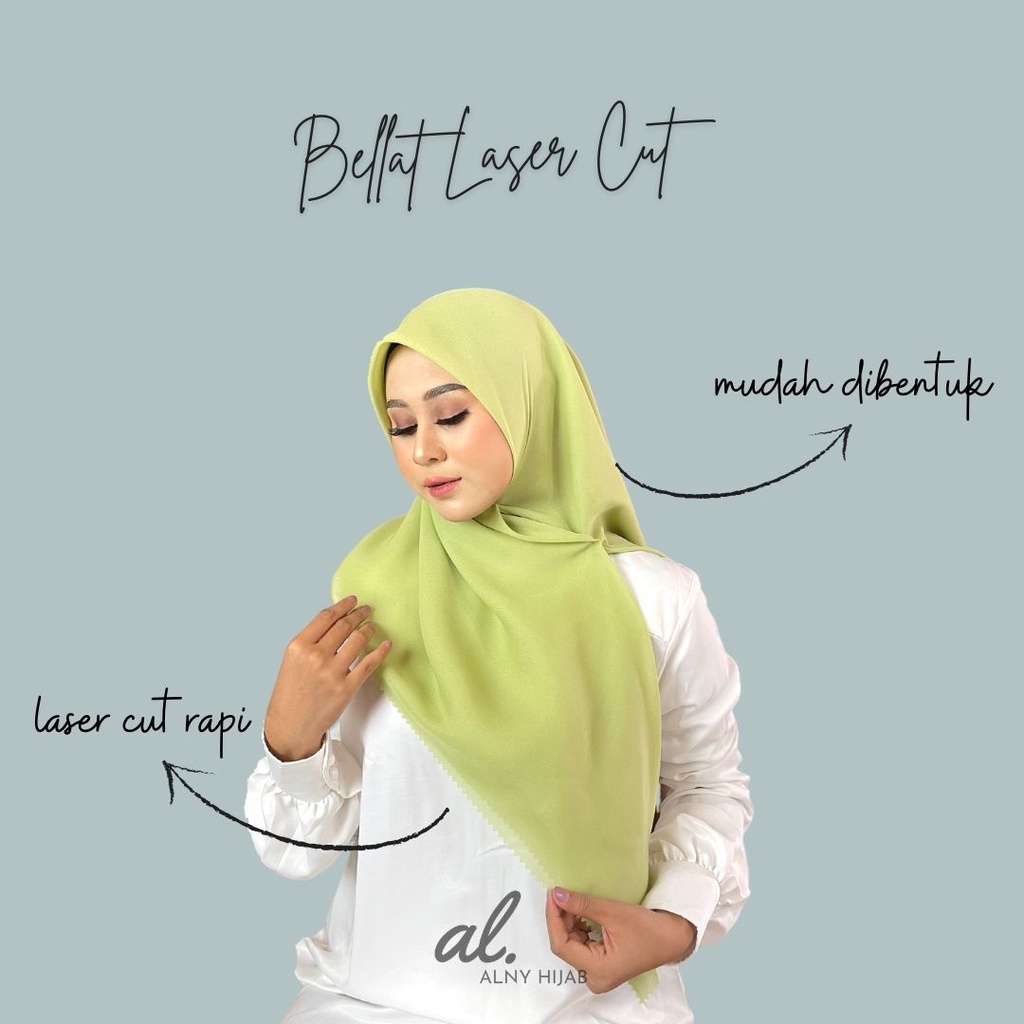 Jilbab Segiempat Bella Square Lasercut / Hijab Bella Square Polos Pollycotton