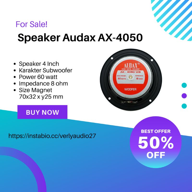 AUDAX Component Speaker 4 inch Woofer AX-4050 Original
