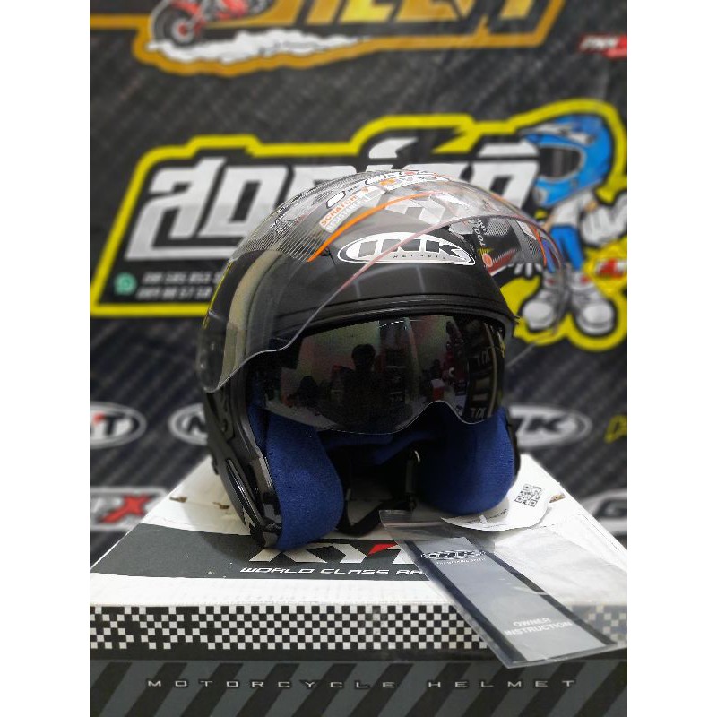 HELM INK METRO 2 SOLID BLACK MATT 2 VISOR HELM HALF FACE DOUBLE VISOR INK METRO 2 BLACK DOFF MURAH-3