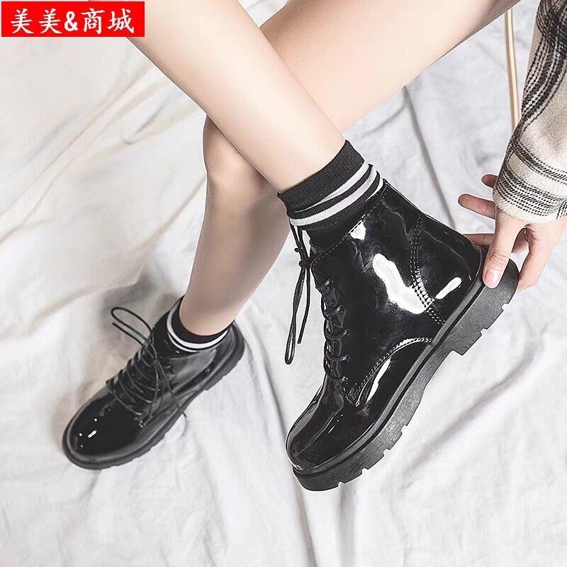 BT50 SEPATU BOOTS IMPORT WANITA KOREA GLOSSY VELVET ORIGINAL BRITISH INGGRIS MARTIN