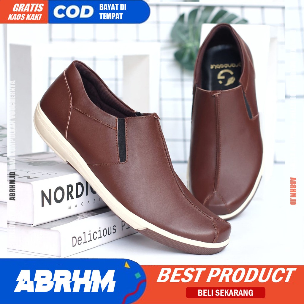 ABRHM x SANPLAT Sepatu Formal Pria Kulit Asli Sepatu Kerja Kantor Pantofel Cowok / Cowo Anti Slip Ori Sepatu Casual Kasual Pria Men Lokal Ori Original Footwear