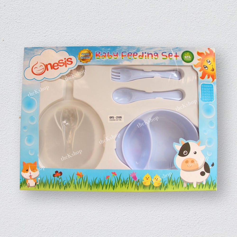 Onesis Feeding Set Alat Makan Bayi baby OFS 2105 satu set piring sendok garpu tuu bayi OFS-2105 Baby feeding set piring bayi sendok bayi bayi peralatan makan bayi bpa free