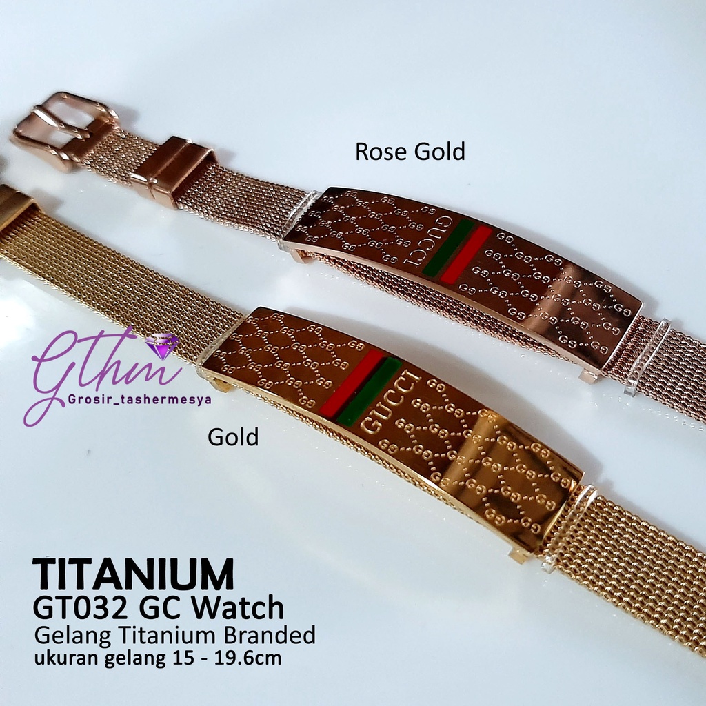 gelang titanium wanita gc peneng mirip jam  tangan keren mewah premium stainless steel 316L gt032