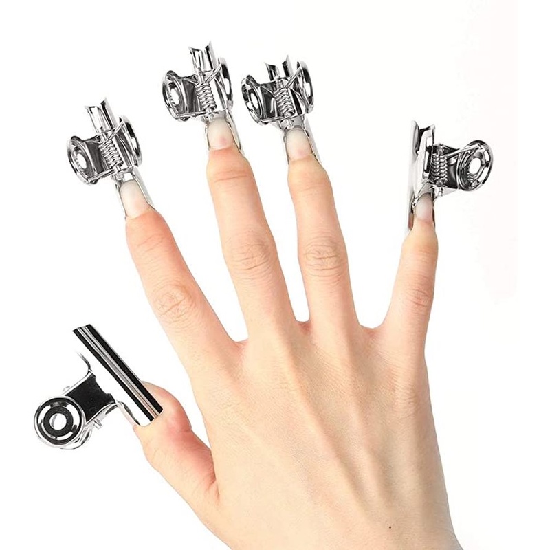 6pcs / Set Klip Penjepit Kuku Palsu Bentuk C Bahan Stainless Steel Untuk Nail Art Diy