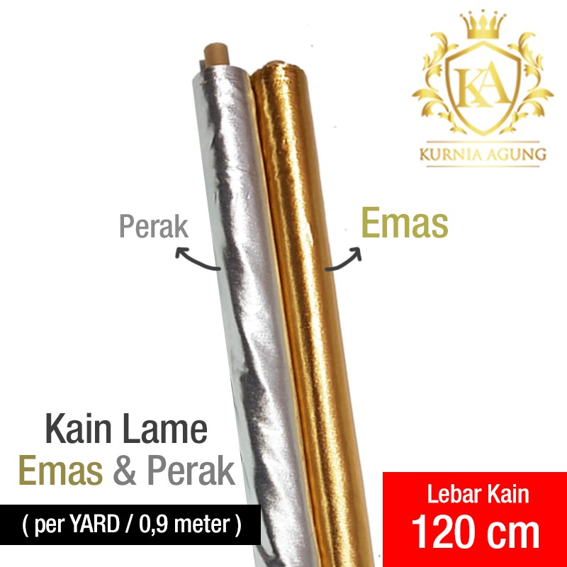 Kain Lame Emas &amp; Perak Dekorasi Lebar 120 cm Murah Per Yard