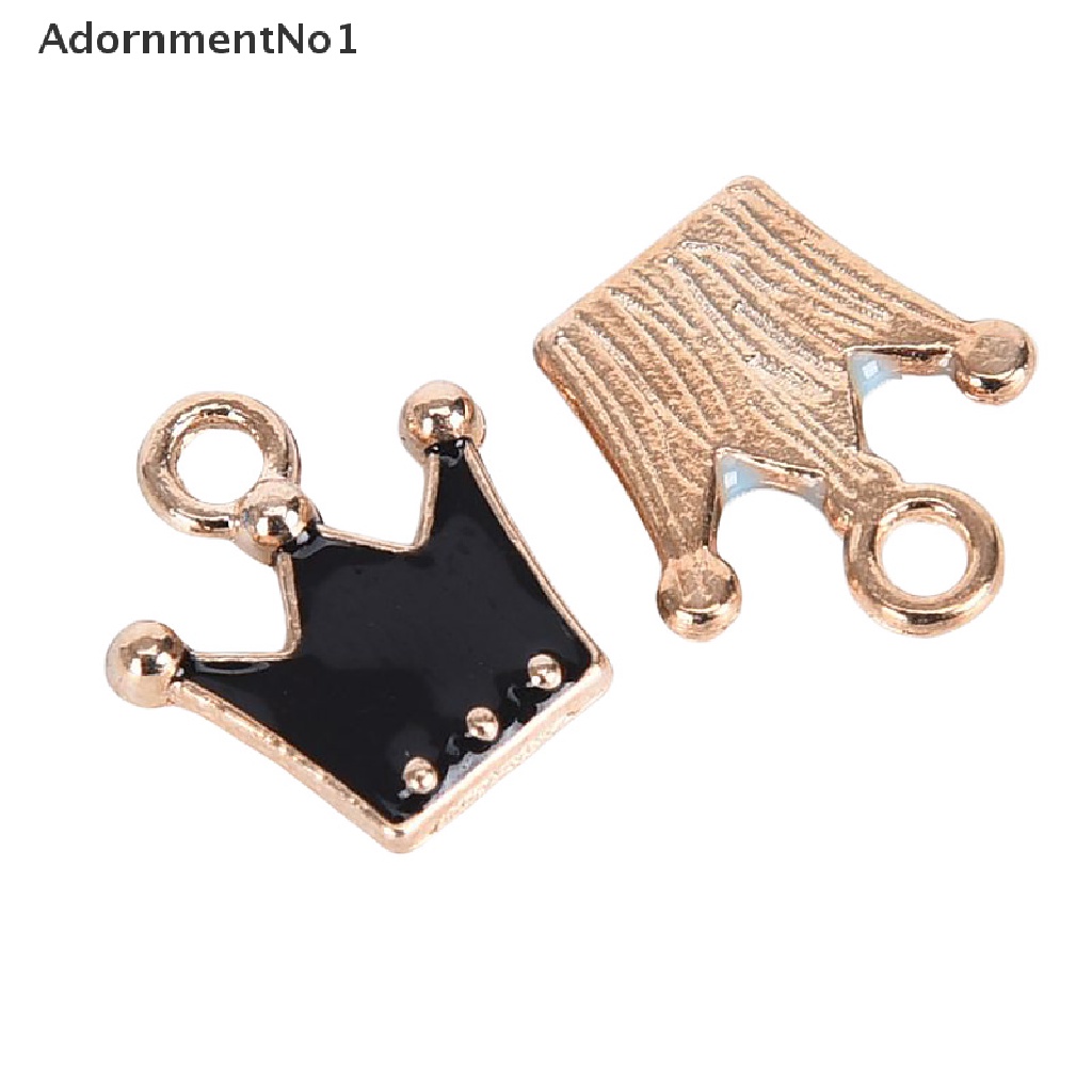 (AdornmentNo1) 10pcs / Set Liontin Enamel Bentuk Mahkota Kecil Bahan Alloy Untuk Kerajinan Tangan DIY