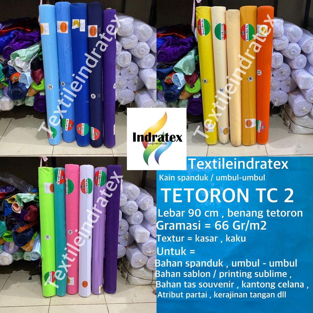 ( per 1 roll ) kain TETORON TC 2 Lebar 90 CM bahan craft spanduk sablon printing umbul umbul kantong celana lapisan kursi goodie bag tas sovenir souvenir