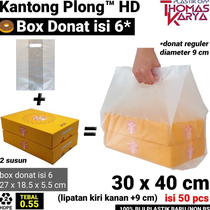 

langsung order saja] 30x40 cm Kantong Plong HD (lipatan 9 cm) | Plastik Box Donat Isi 6 pcs